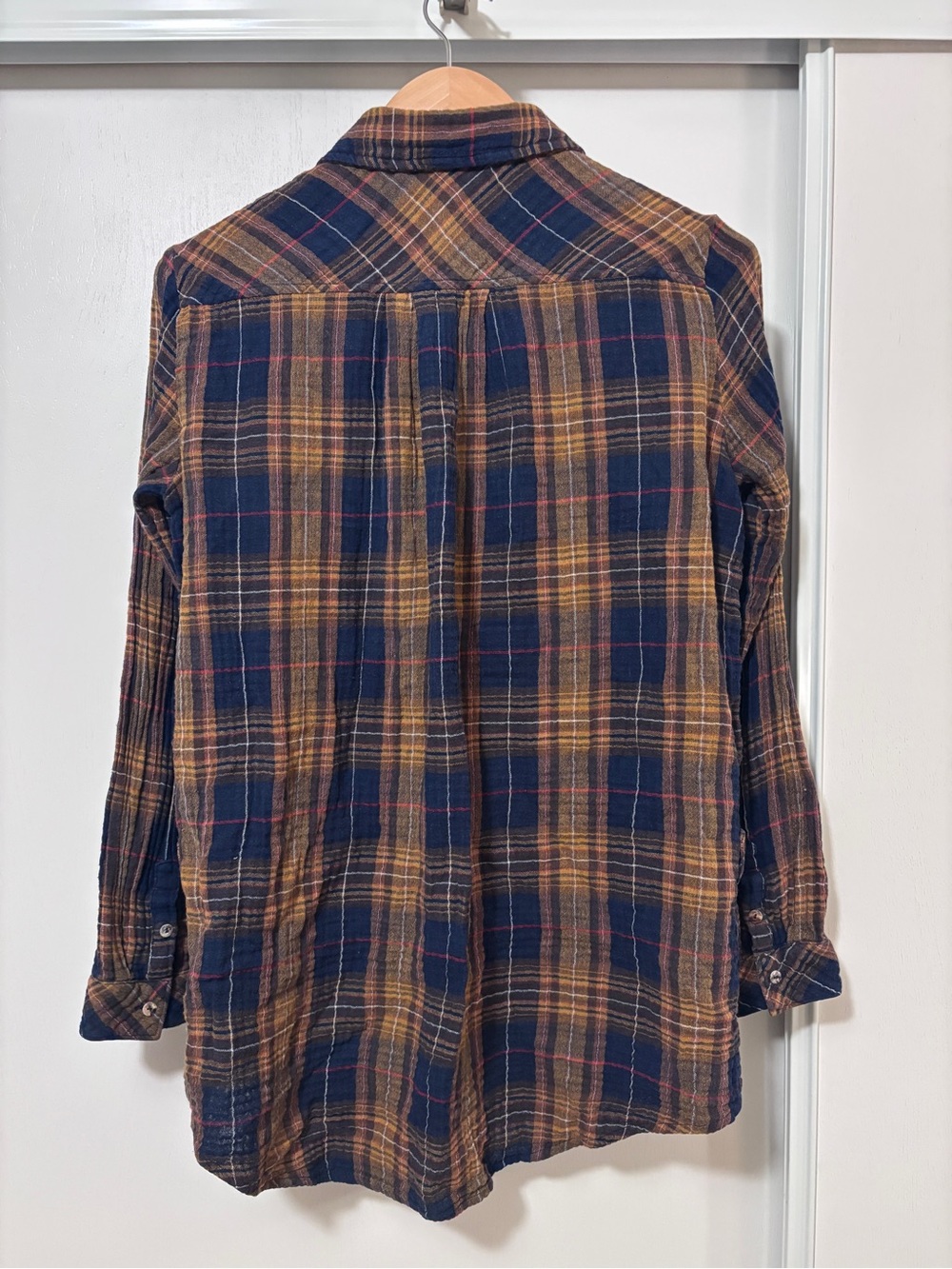 Johnny Was Quito Painters Smock Size Small Tunic Plaid Floral Peacock Gauze Soft - Picture 5 of 11